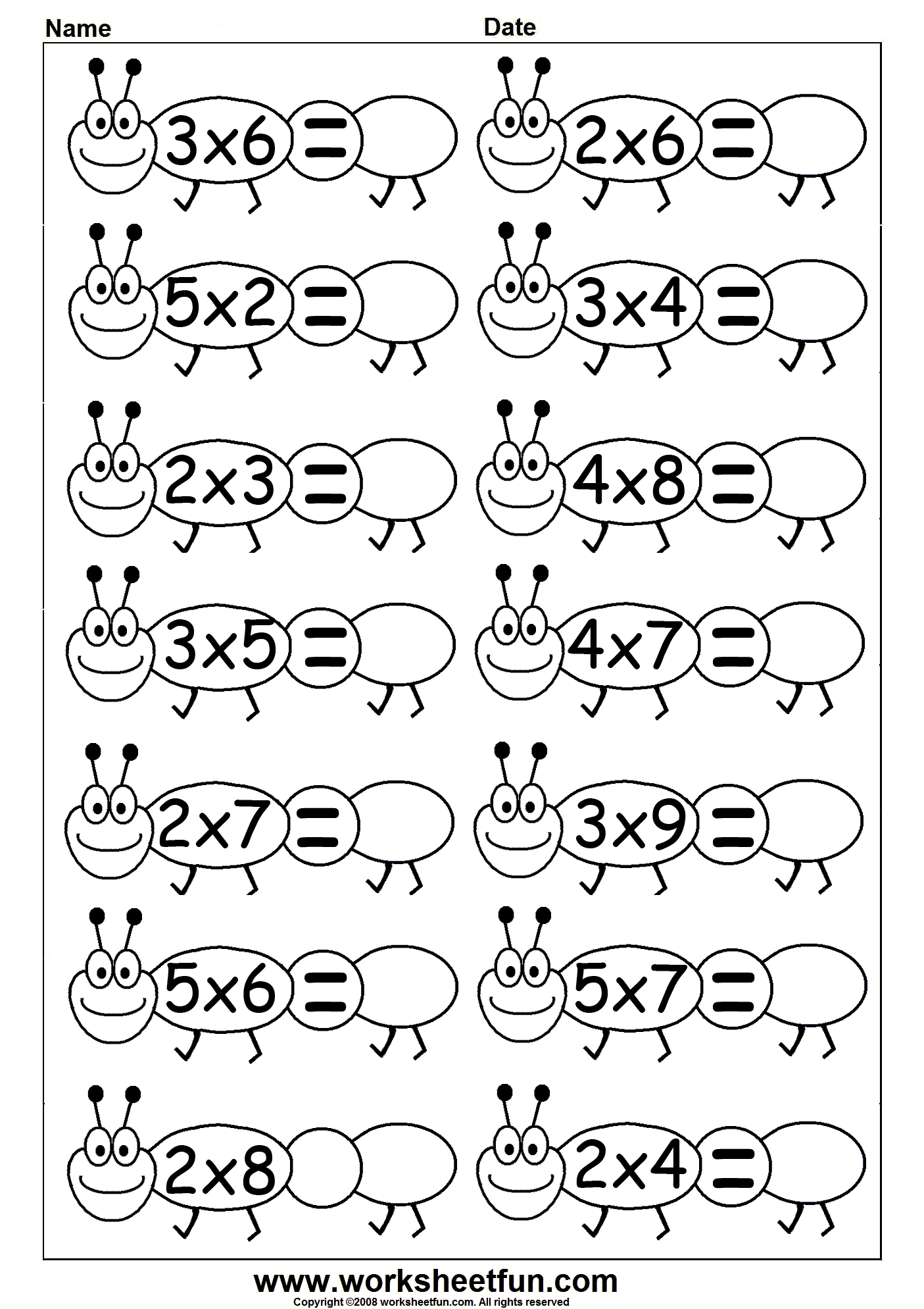 Multiplication 6 Worksheets Actividades De 