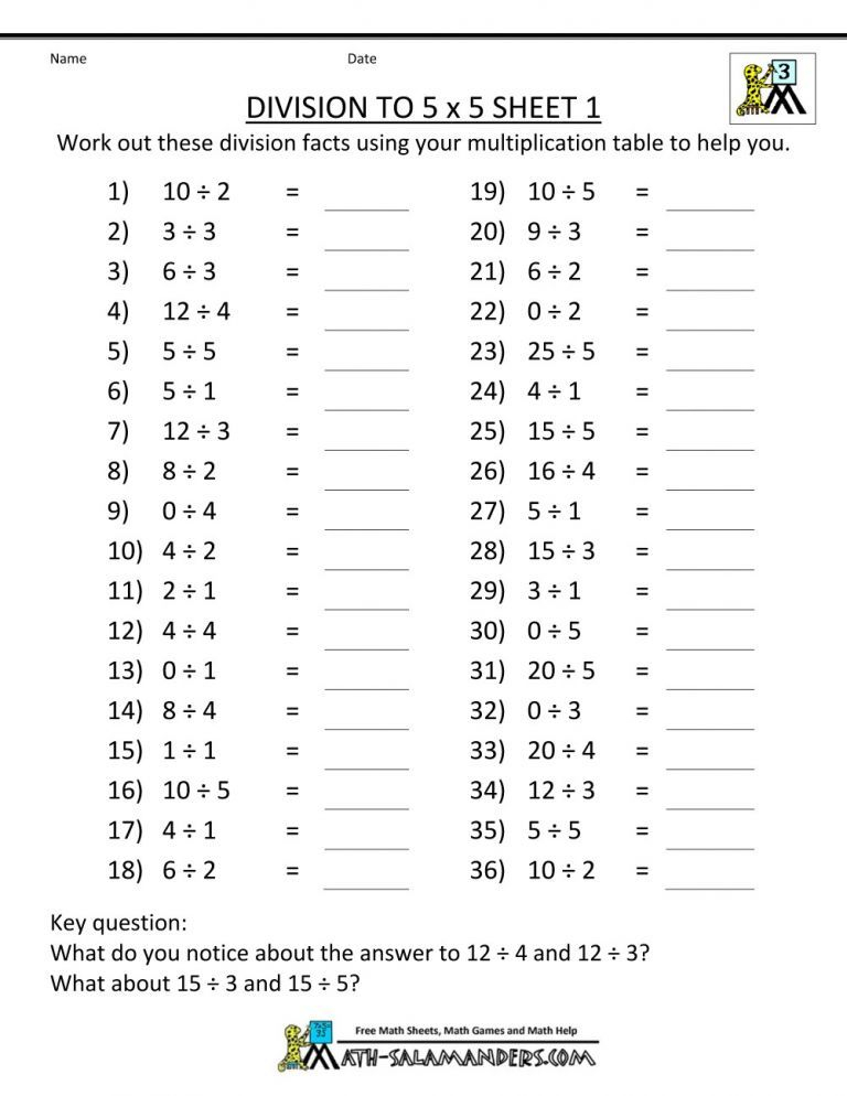 Multiplication And Division Worksheets Grade 3 