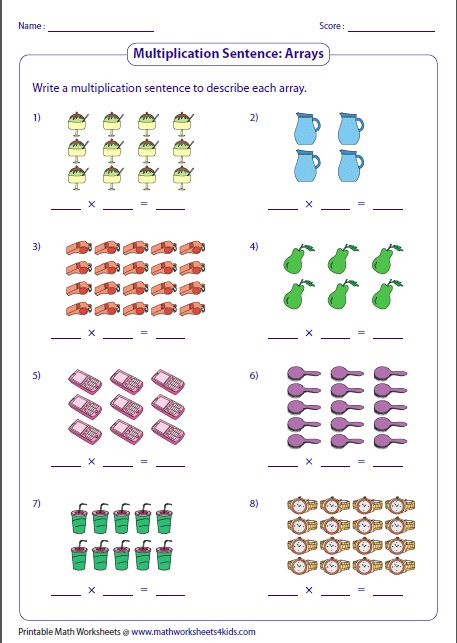 Multiplication Models Worksheets Array Worksheets 