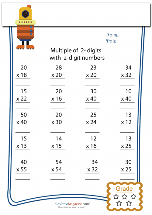 Multiplication Worksheet 2 Digit Times 2 Digit 3 