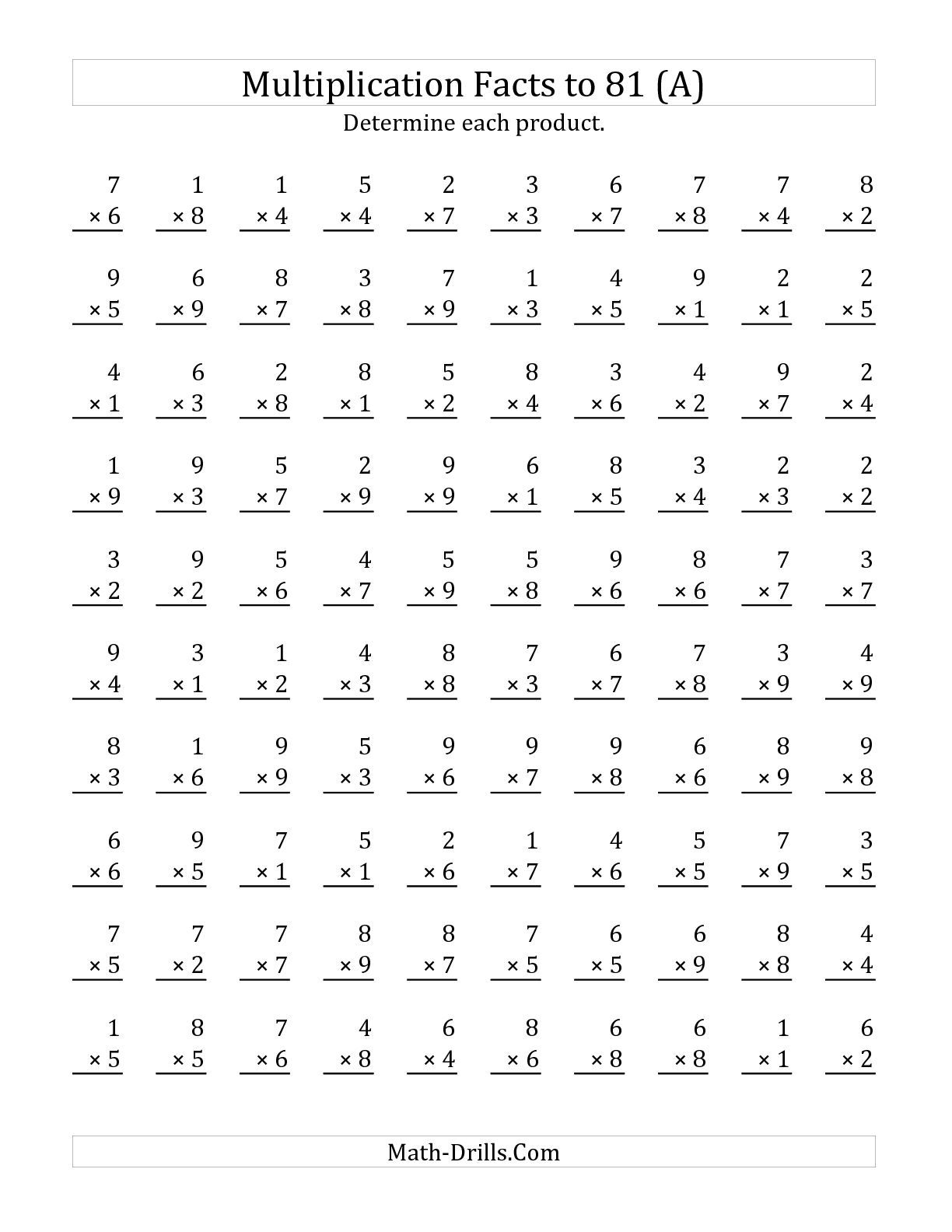 Multiplication Worksheets 5Th Grade 100 Problems 