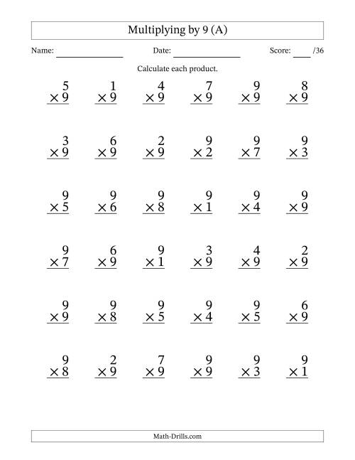 Multiplying 1 To 9 By 9 35 Questions Per Page A 