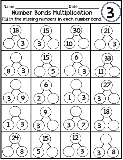 Number Bond Worksheets 1 12