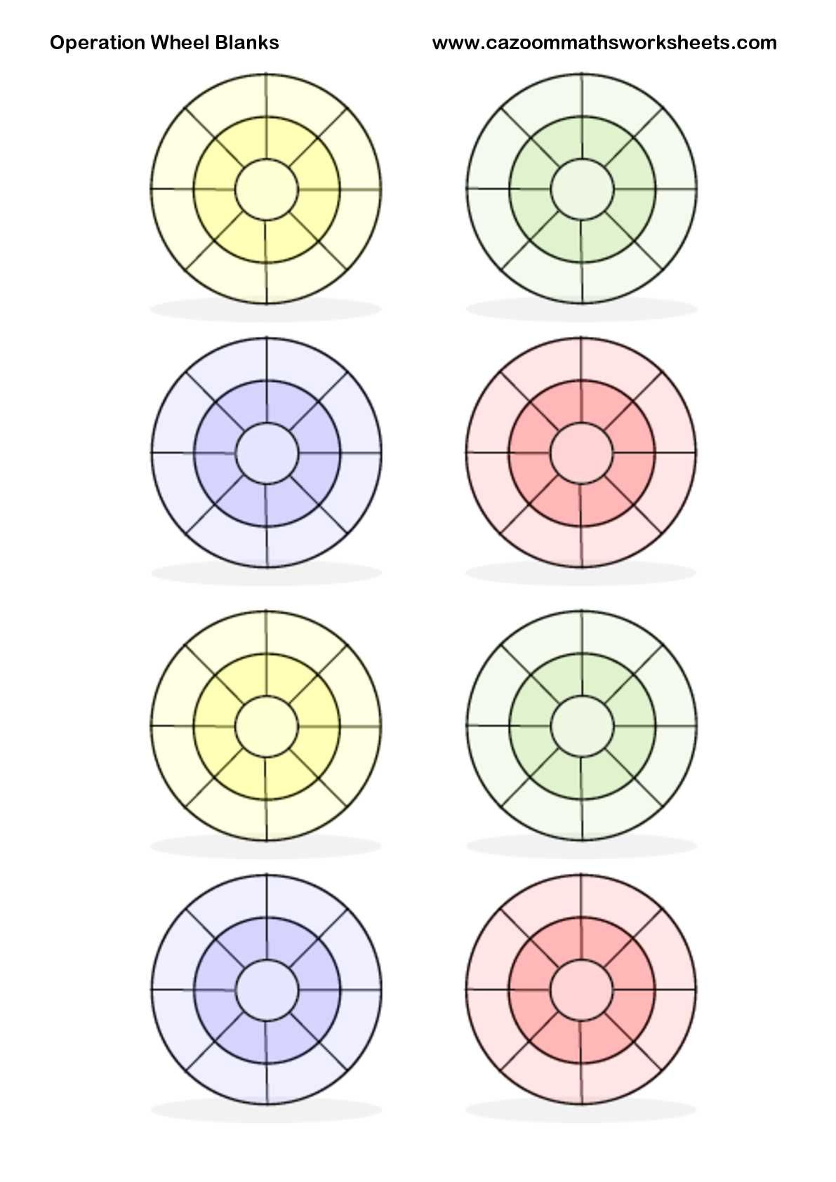 Operation Wheel Blanks For Addition Subtraction Or 