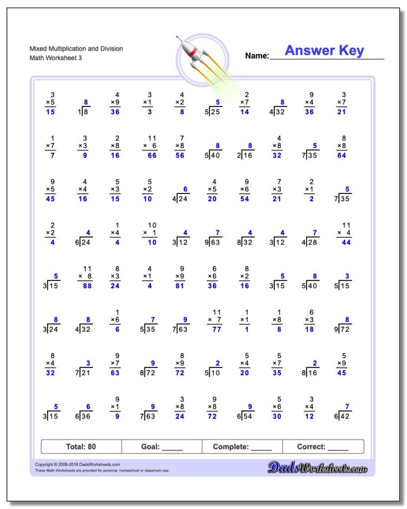 Printable 50 Multiplication Facts Test 