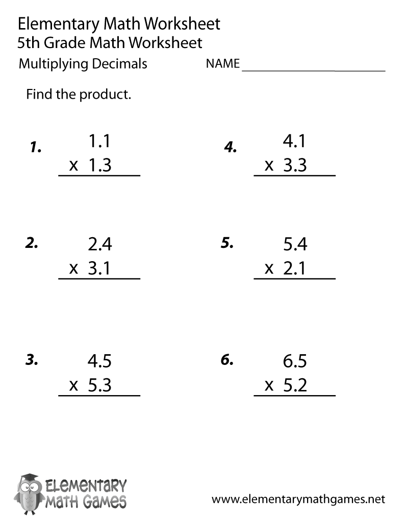 Printable Decimal Multiplication Games 