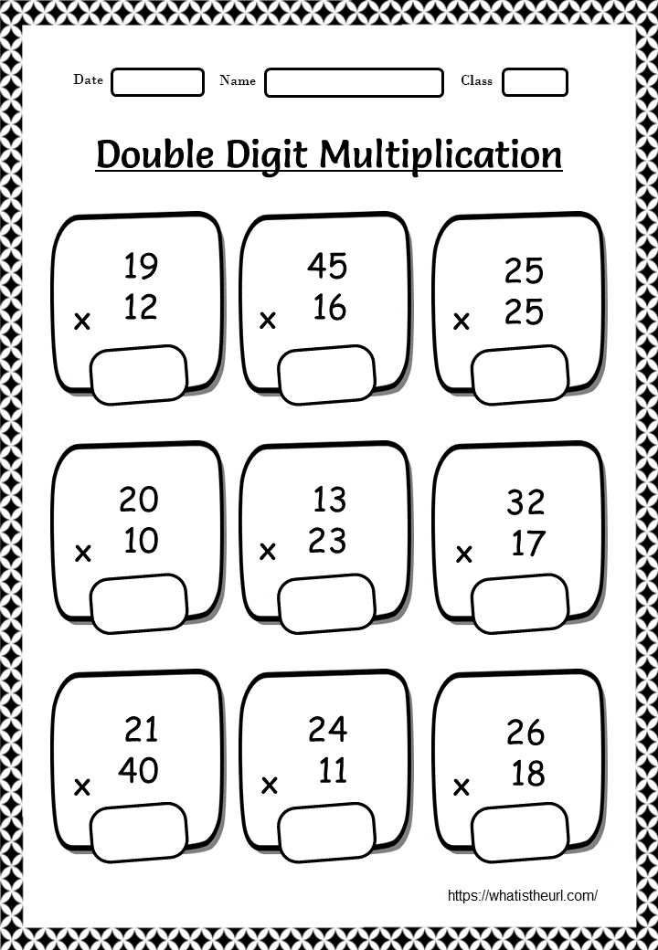Printable double digit multiplication worksheet for grade 