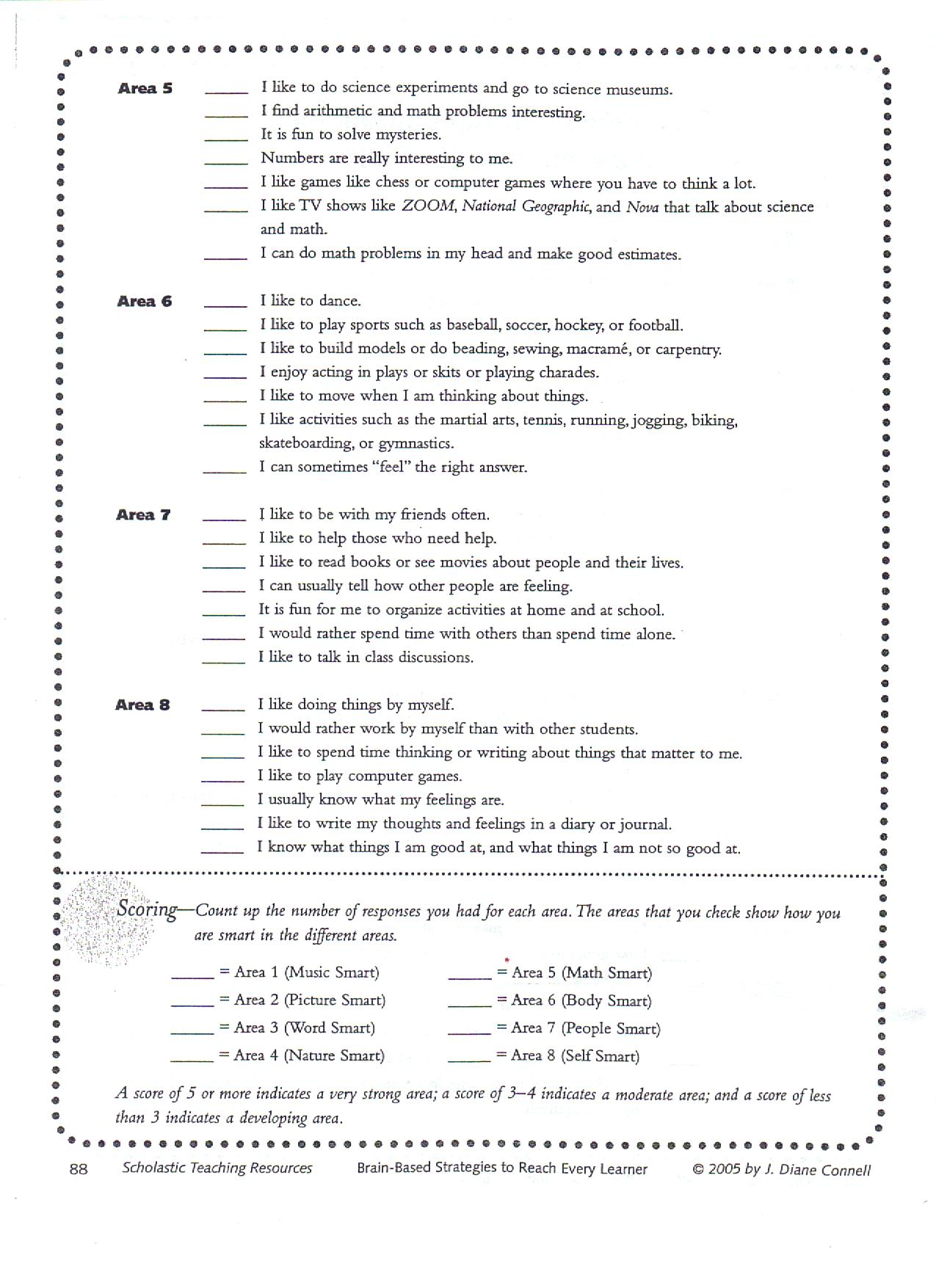 Printable Multiple Intelligence Quiz For Students 