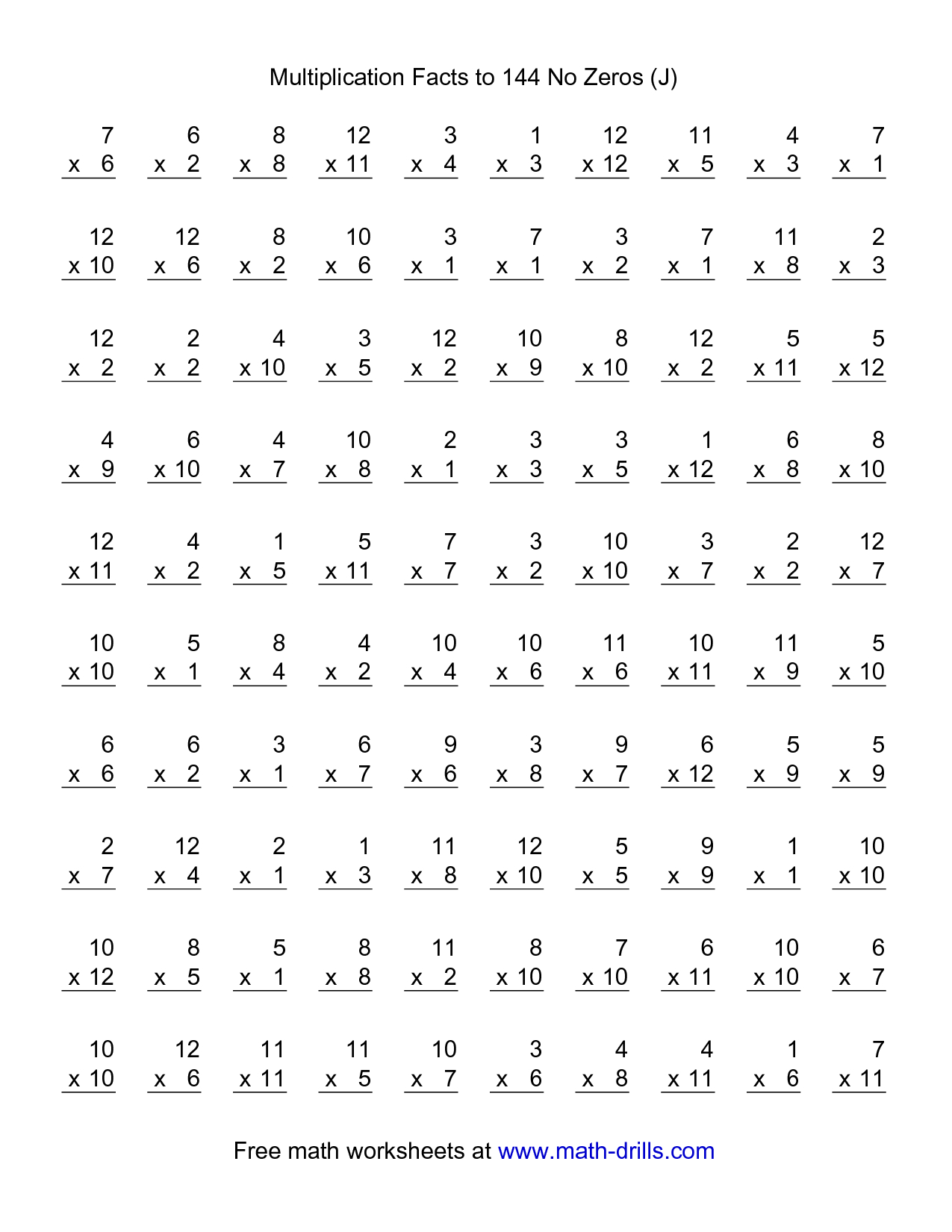 Printable Multiplication 1 12 PrintableMultiplication