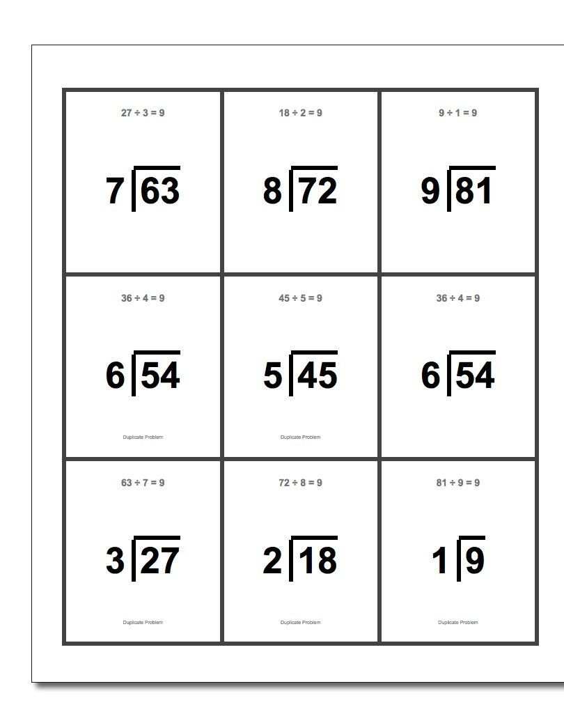 Printable Multiplication And Division Flash Cards 