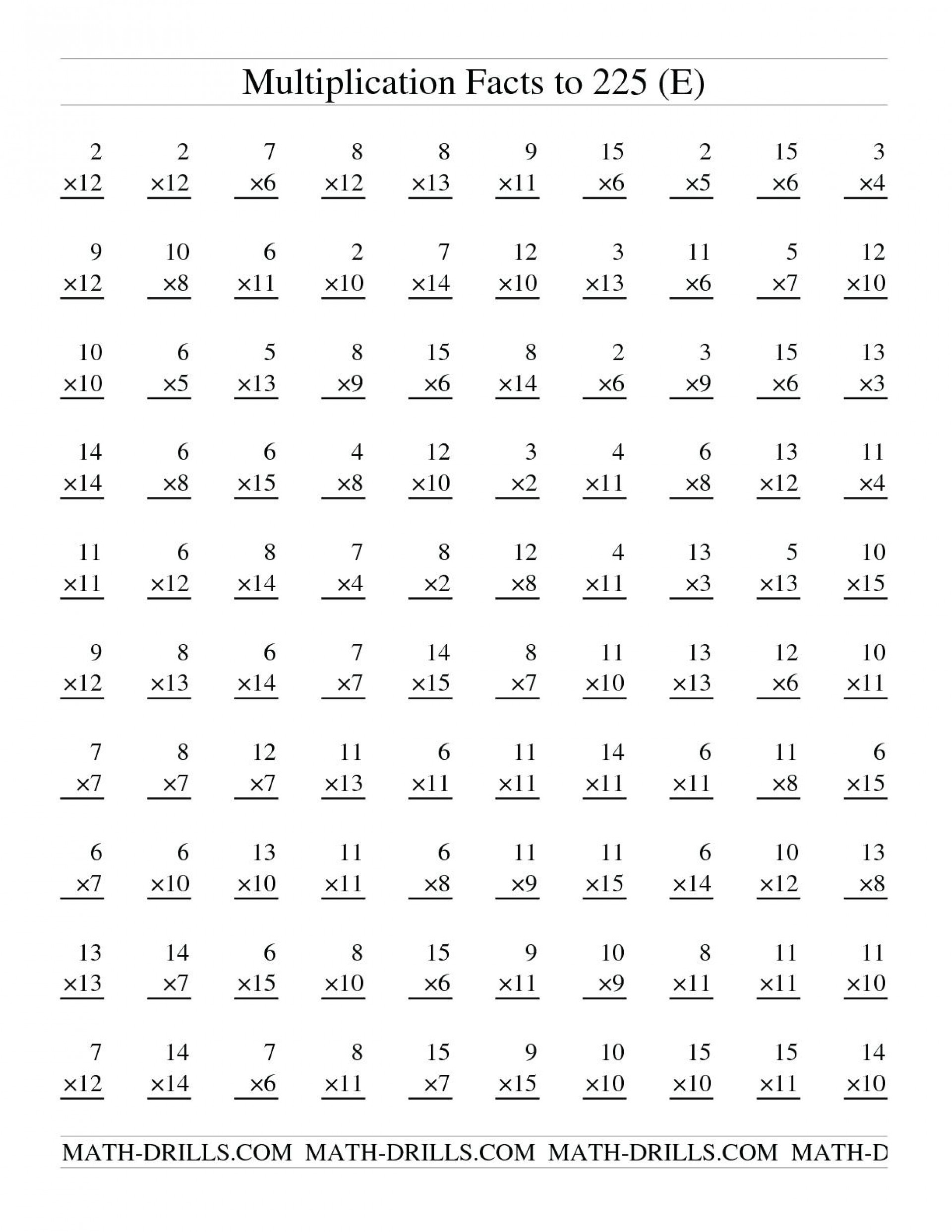 Printable Multiplication Facts Practice 
