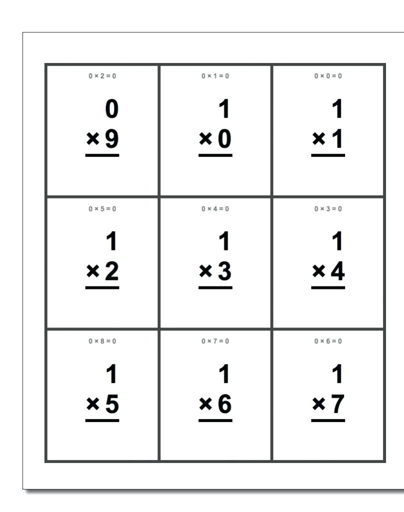 Printable Multiplication Flash Cards 0 12 Printable Card 