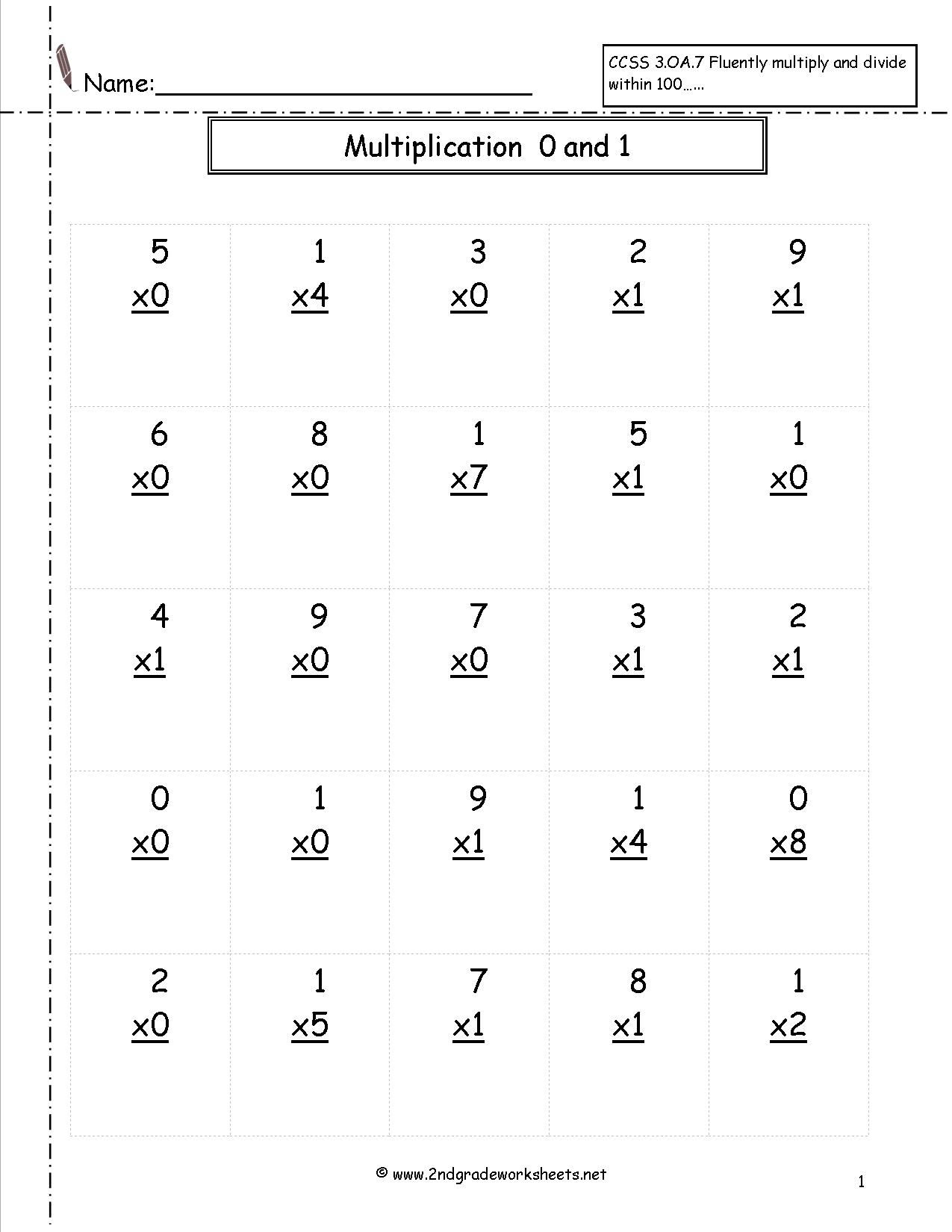 Printable Multiplication Worksheets 0 5 