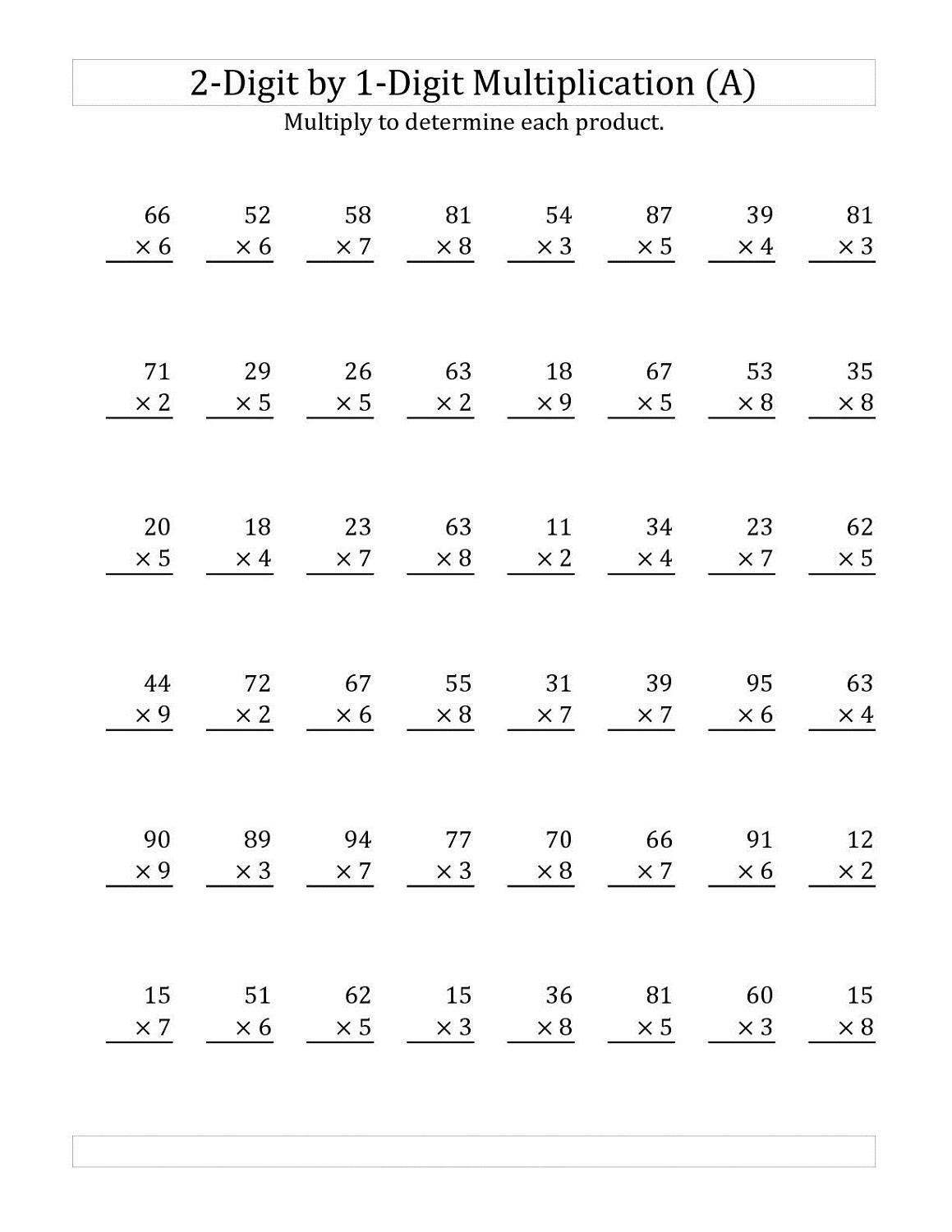 Printable Multiplication Worksheets For Grade 5 Times 