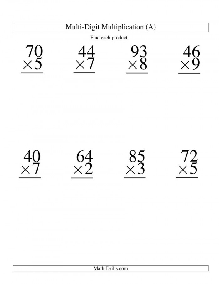 Two Digit By One Digit Multiplication Worksheets 